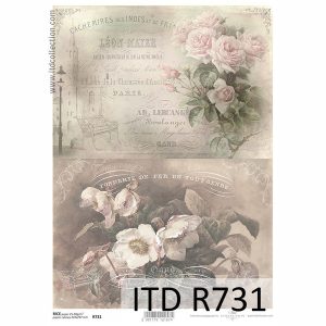 Ριζόχαρτο ITD για decoupage, vintage roses 29*21cm