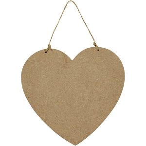 Καρδιά με σχοινάκι από ξύλο mdf, 18,5*19,5cm