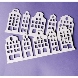 Διακοσμητικό χαρτόνι chipboard σπίτια, 15*6cm-2τεμ