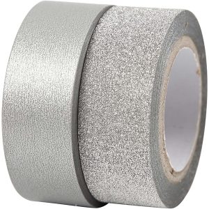 Αυτοκόλλητη ταινία(washi tape) silver, 2τεμ