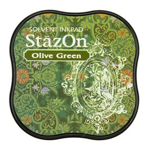 Ανεξίτηλο μελάνι για σφραγίδες, StazOn olive green 5,8*5,8*2cm