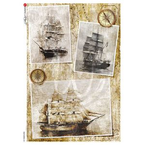 Ριζόχαρτο PaperDesigns για decoupage, vintage ships 32*45cm