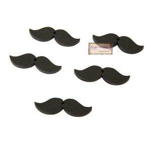 Ξύλινο διακοσμητικό μουστάκι μαύρο mini, 3*1cm-5τεμ