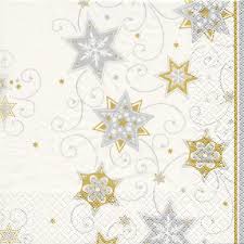 Χαρτοπετσέτα Home Fashion για decoupage, stars and swirls silver 33*33cm