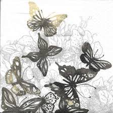 Χαρτοπετσέτα ti-flair για decoupage, amazing butterflies anthracite 33*33cm