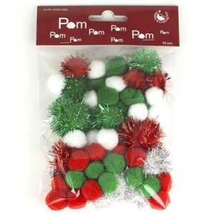 Mix pom pom(πομ πομ) Christmas set, 2-3,5cm-50τεμ