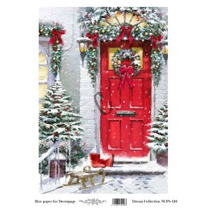 Ριζόχαρτο NCF για decoupage, Christmas door 21*29cm