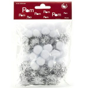 Mix pom pom(πομ πομ) white, 2-3,5cm-50τεμ