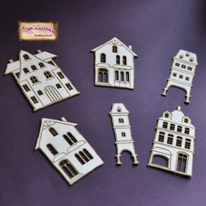 Διακοσμητικό χαρτόνι houses, 6,2-6,8cm-6τεμ