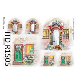 Ριζόχαρτο ITD για decoupage, Christmas doors 29*21cm