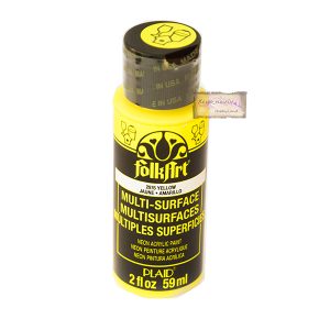 Folkart multi surface paint, Neon(glow under blacklight) Yellow 59ml