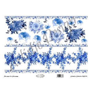 Ριζόχαρτο Artistic Design για decoupage, blue roses 30*42cm
