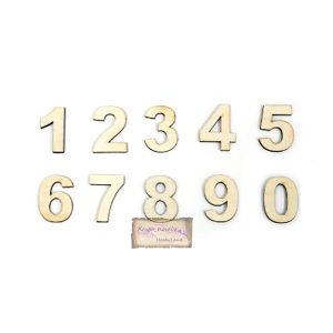 Ξύλινοι αριθμοί αυτοκόλλητοι, 0-9(10 νούμερα), 3cm