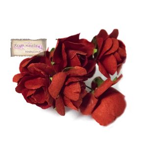 Λουλούδια μπουκέτο κόκκινα, 2,5cm-6τεμ
