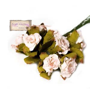 Λουλούδια μπουκέτο ροζ-λευκό, 3cm-8τεμ