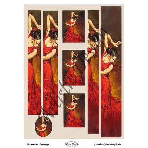 Ριζόχαρτο Artistic design για decoupage(για λαμπάδα), red dress dancer 30*42cm