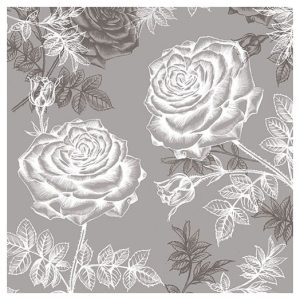 Χαρτοπετσέτα Ambiente για decoupage, etching roses grey 33*33cm