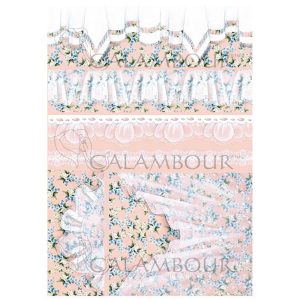 Ριζόχαρτο Calambour για decoupage, lace bands on pink background 35*50cm