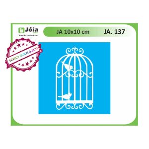 Stencil Joia, birdcage(κλουβί) 10*10cm
