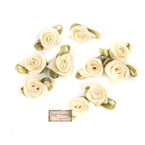 Τριαντάφυλλα υφασμάτινα εκρού,1,4-1,8cm-10τεμ