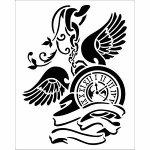 Thick stencil Stamperia, pendulum clock with wings 20*25cm