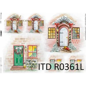 Ριζόχαρτο ITD για decoupage, Christmas doors 42*30cm