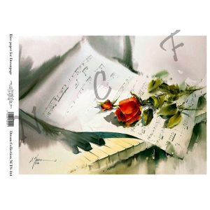 Ριζόχαρτο NCF για decoupage, πιάνο τριαντάφυλλο 21*29cm