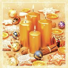 Χαρτοπετσέτα Daisy για decoupage, Christmas gold candles and cookies 33*33cm