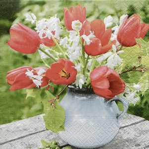 Χαρτοπετσέτα paper design για decoupage, red tulips 25*25cm