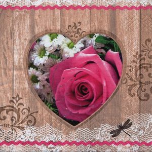 Χαρτοπετσέτα ti flair για decoupage, coer rose rustique pink 33*33cm