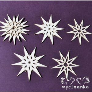 Διακοσμητικό χαρτόνι chipboard αστέρι των Χριστουγέννων, 4,3*4,7-4,9*5,3cm-6τεμ