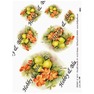 Ριζόχαρτο Hobbyeblu για decoupage, λεμόνια λουλούδια 30*42cm