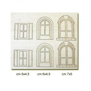 Πόρτες - παράθυρα ξύλινα για κατασκευές , 4,5-7cm(το κάθε παράθυρο)-6τεμ