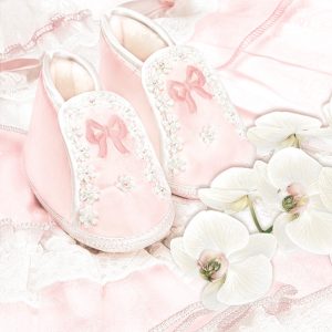 Χαρτοπετσέτα Maki για decoupage, Christening Shoes pink 33*33cm