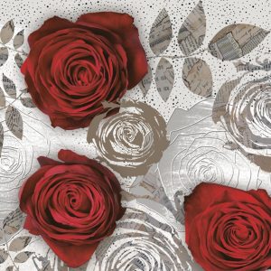 Χαρτοπετσέτα Maki για decoupage, Red roses with floral prints 33*33cm
