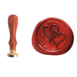 Βουλοκέρι με ξύλινη λαβή, διπλή καρδιά 2,5cm