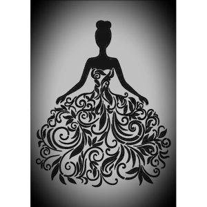 Stencil γυναίκα φόρεμα, 21x30cm