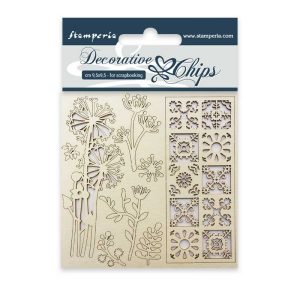 Διακοσμητικό χαρτόνι chipboard flowers and tale, 9,5*9,5cm