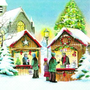 Χαρτοπετσέτα Home Fashion για decoupage, Christmas market 33*33cm