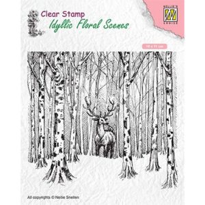 Nellie's choice clear stamp(σφραγίδα), deer in forrest 11*11cm