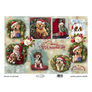 Ριζόχαρτο Artistic design για decoupage, Christmas puppies 30*42cm