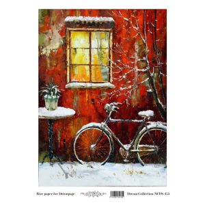 Ριζόχαρτο Ncf για decoupage, Bike in winter 21*29cm