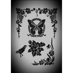 Stencil mix media, queen butterfly 25*35cm