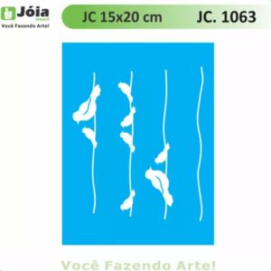 Stencil Joia, πουλιά σε σύρμα 15*20cm