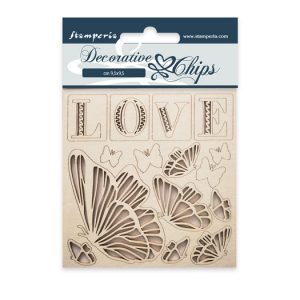 Διακοσμητικό χαρτόνι chipboard love & butterflies, 9,5*9,5cm