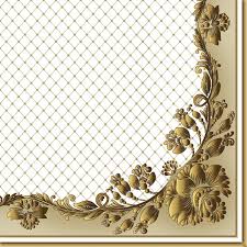 Χαρτοπετσέτα Maki για decoupage, gold frame and net on beige 33*33cm