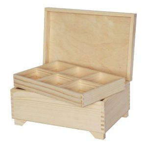 Κουτί ξύλινο με 6 αφαιρούμενες θήκες, 30*20,5*14cm