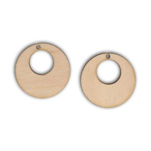 Σκουλαρίκια ξύλινα, κύκλοι με τρύπα 3,5cm - 2τεμ
