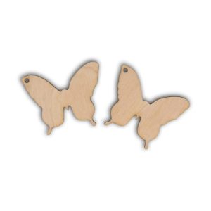 Σκουλαρίκια ξύλινα, πεταλούδες 4,5*3,7cm - 2τεμ
