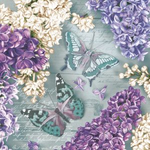 Χαρτοπετσέτα Daisy για decoupage, lilac collage with butterflies 33*33cm